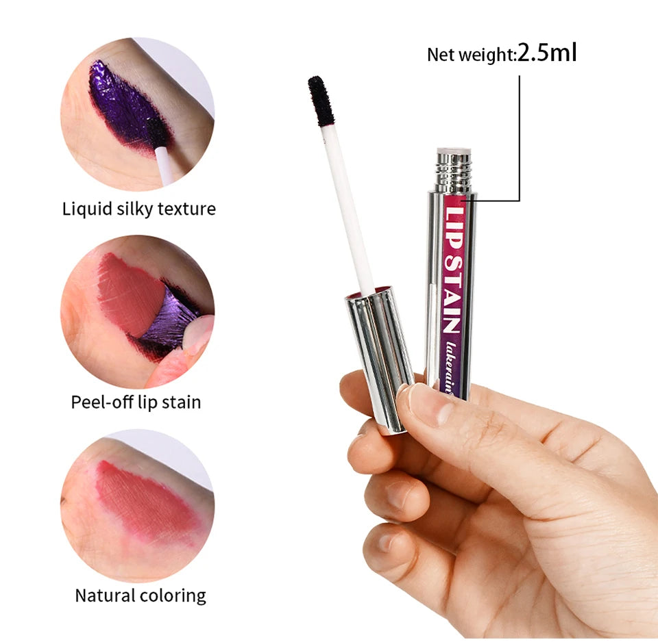 Peel Off Lip Stain Matte Liquid Lipstick Waterproof Long Lasting Tint for Daily Makeup Beauty