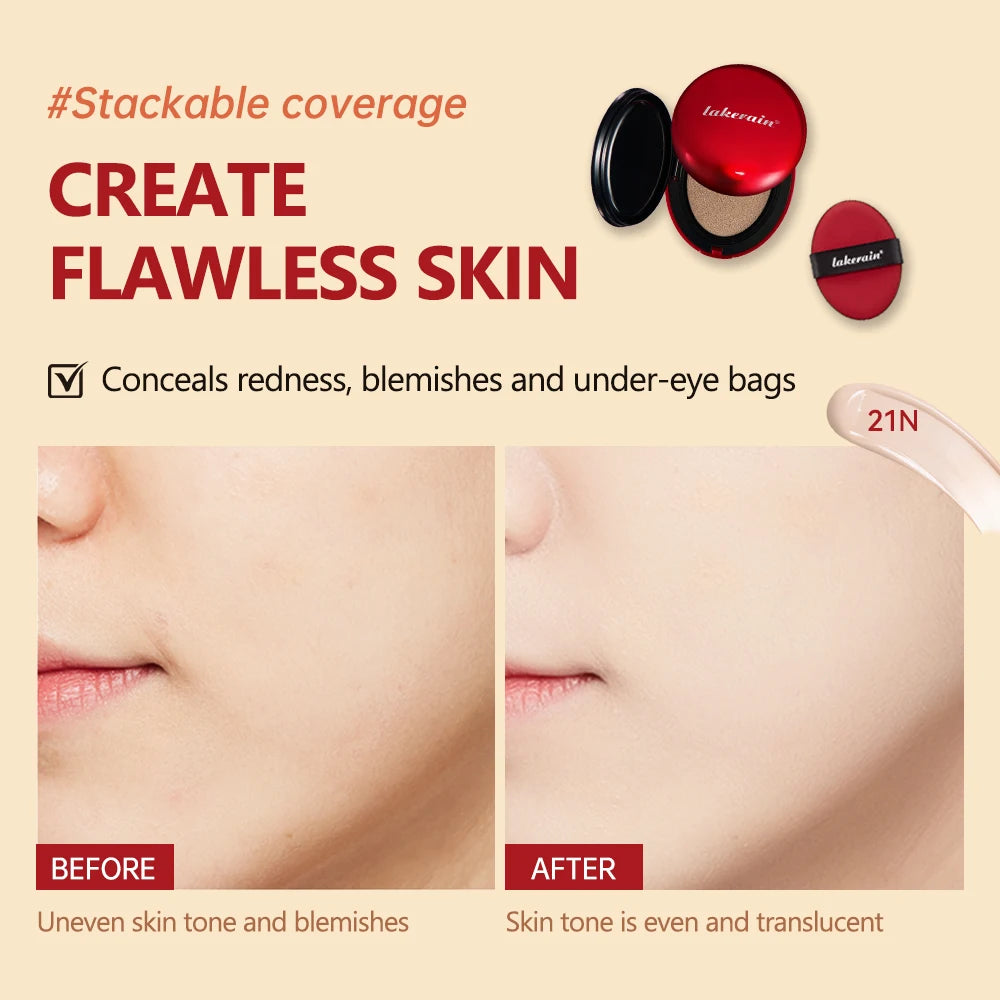 Air Cushion Foundation BB CC Cream Full Coverage Makeup for Flawless Matte Face Finish Daily Use