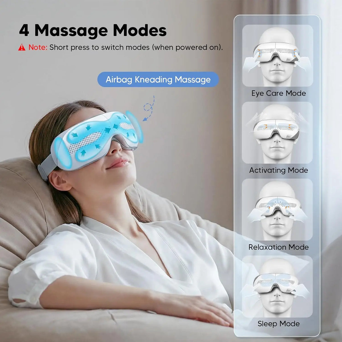 Airbag Eye Massager Electric Eye Mask with Heat for Relieving Strain and Sleep