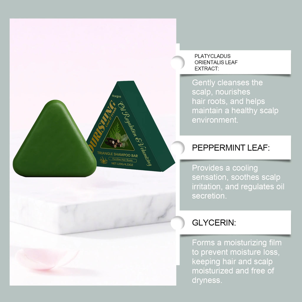 Triangle Hair Growth Soap Natural Herbal Shampoo Bar for Strengthening Thinning Hair and Oil Control