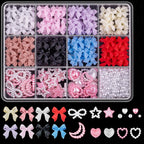 3D Nail Art Decorations Resin Charms Mixed Bowknot Pearl Beads for Manicure DIY Nail Design