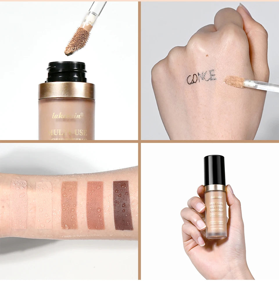 Waterproof Liquid Concealer Matte Foundation Full Coverage for Face Sculpting and Dark Circles