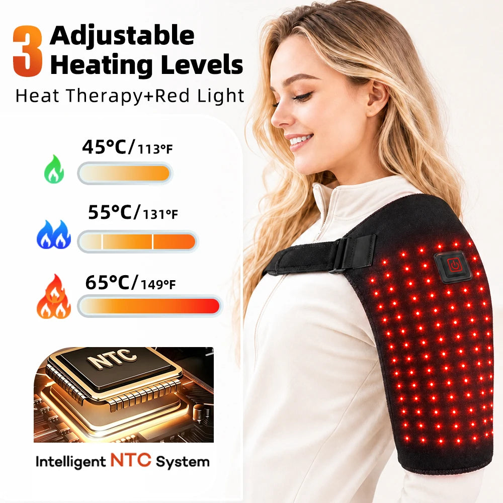 Electric Heated Shoulder Wrap Red Light Therapy Brace for Daily Joint Support Recovery