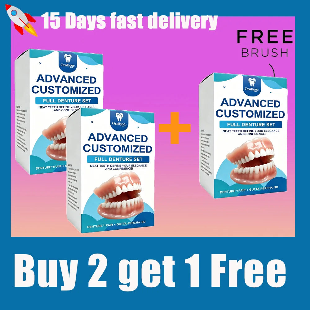 Full Denture Set Realistic Temporary False Teeth for Natural Comfortable Smile - 13