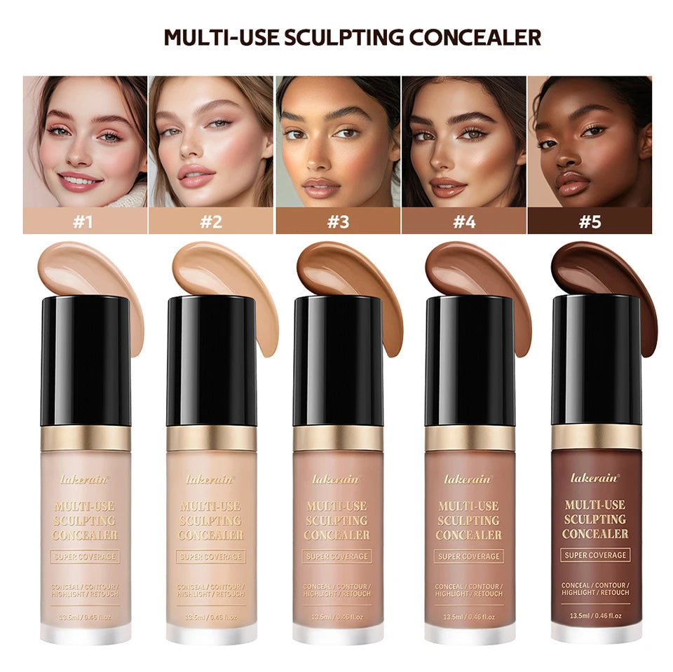 Waterproof Liquid Concealer Matte Foundation Full Coverage for Face Sculpting and Dark Circles