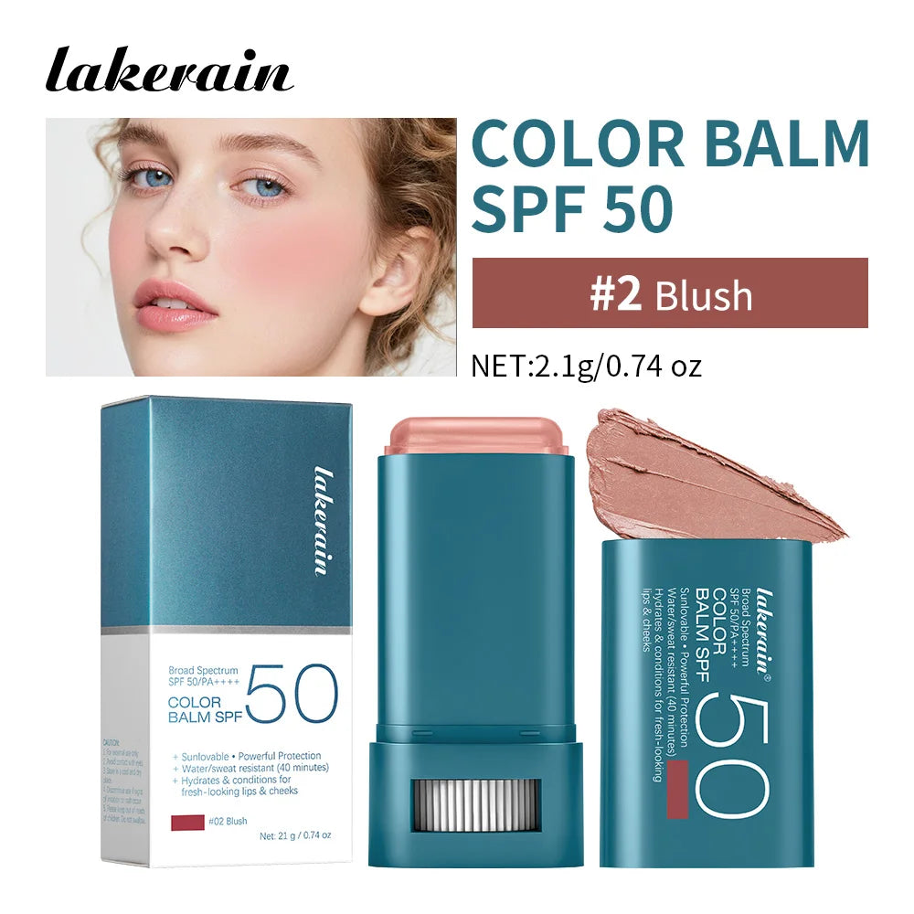 Sunscreen Blush Stick Tinted SPF 50 Cream Face Makeup for Glowing Cheeks - 24