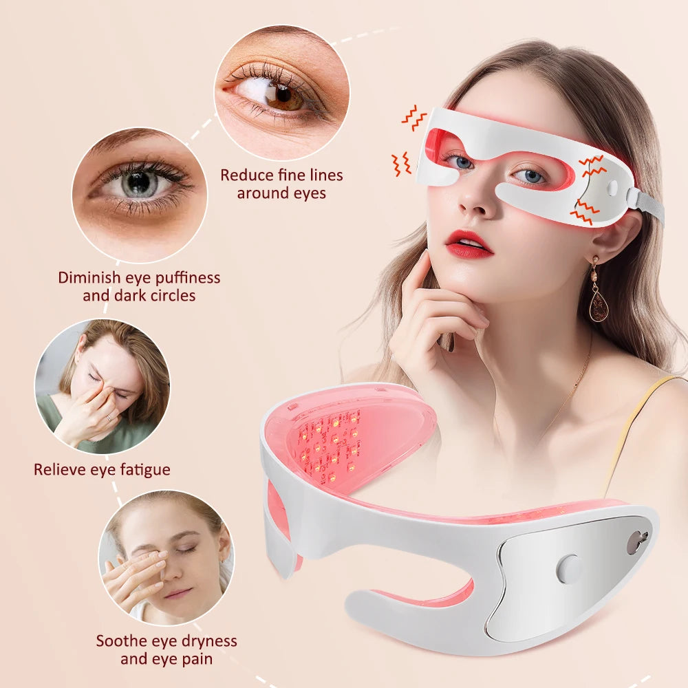 3D Eye Massager Red Light Therapy Tool for Relieving Fatigue Dark Circles and Eye Puffiness