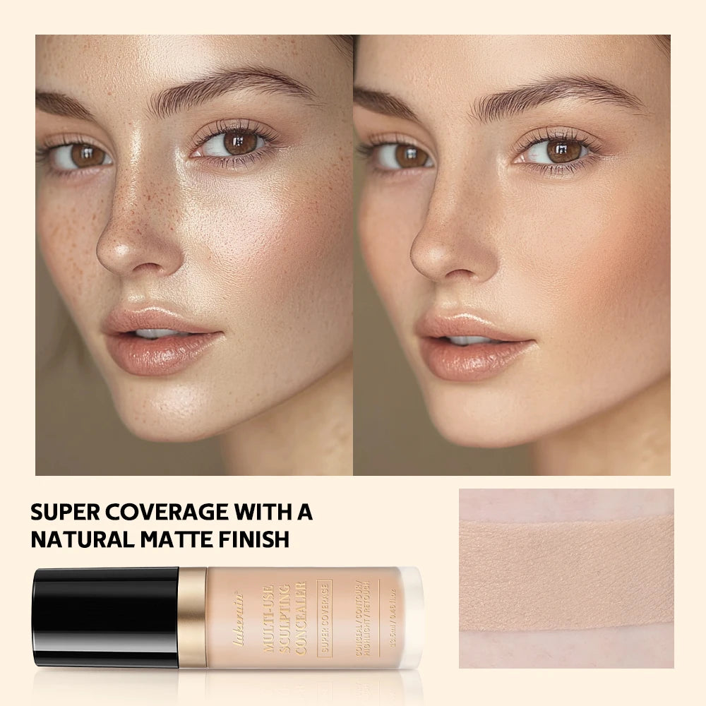 Waterproof Liquid Concealer Matte Foundation Full Coverage for Face Sculpting and Dark Circles - 4