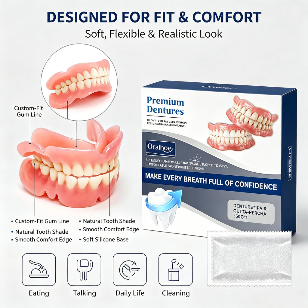 Snap On Dentures Cosmetic Teeth Veneers Natural Smile Fit for Men and Women