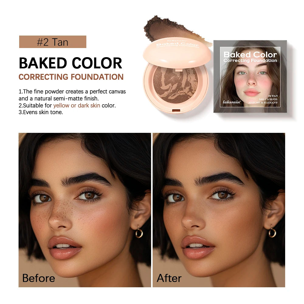 Baked Color Correcting Foundation Pressed Powder Palette for Flawless Makeup Finish