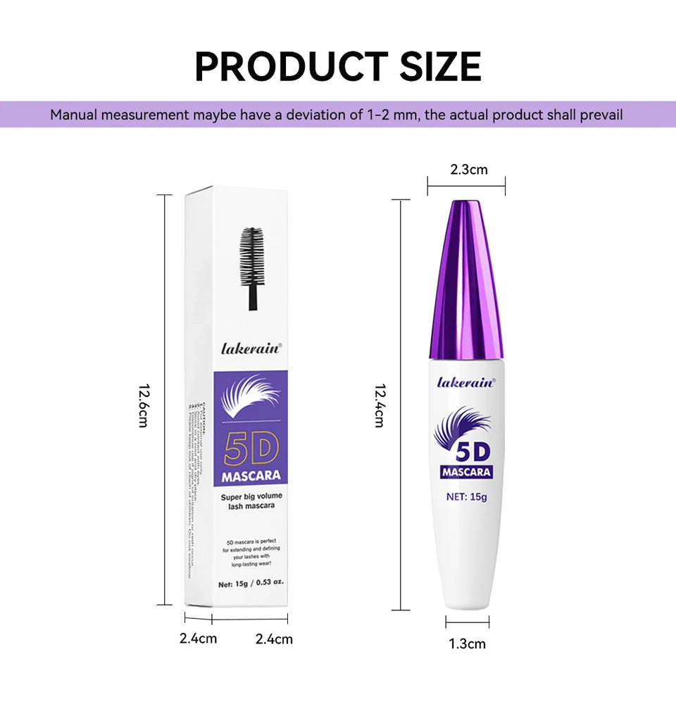 5D Mascara Waterproof Lengthening Eyelash Enhancer for Voluminous Curling Lashes Daily Makeup