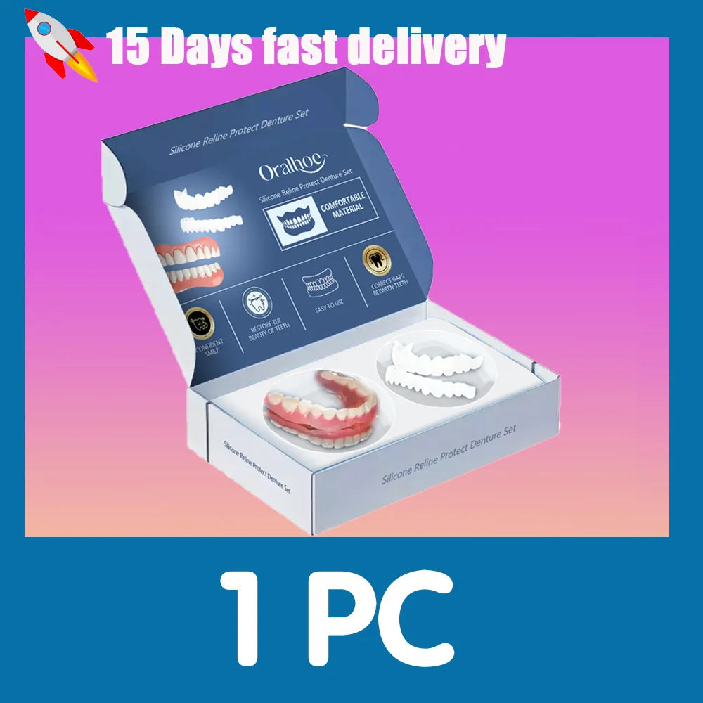 Adjustable Silicone Veneers False Teeth Set Temporary Smile Beauty Kit for Daily Confidence