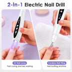 Electric Nail Drill and UV Lamp Manicure Tool Cordless File for Home Salon Nail Care Use