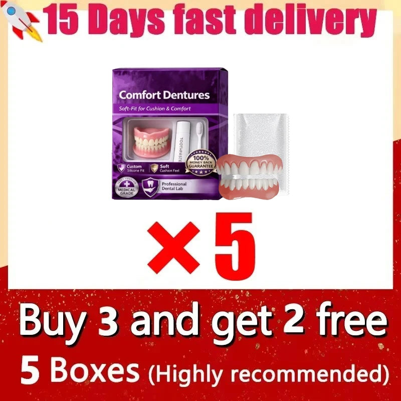 Silicone Dentures Full Set Fake Teeth for Natural Comfort Smile and Oral Beauty Improvement