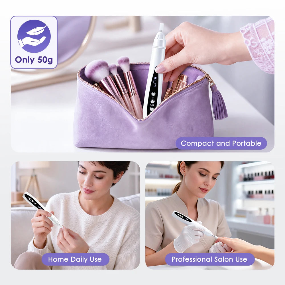 Electric Nail Drill and UV Lamp Manicure Tool Cordless File for Home Salon Nail Care Use