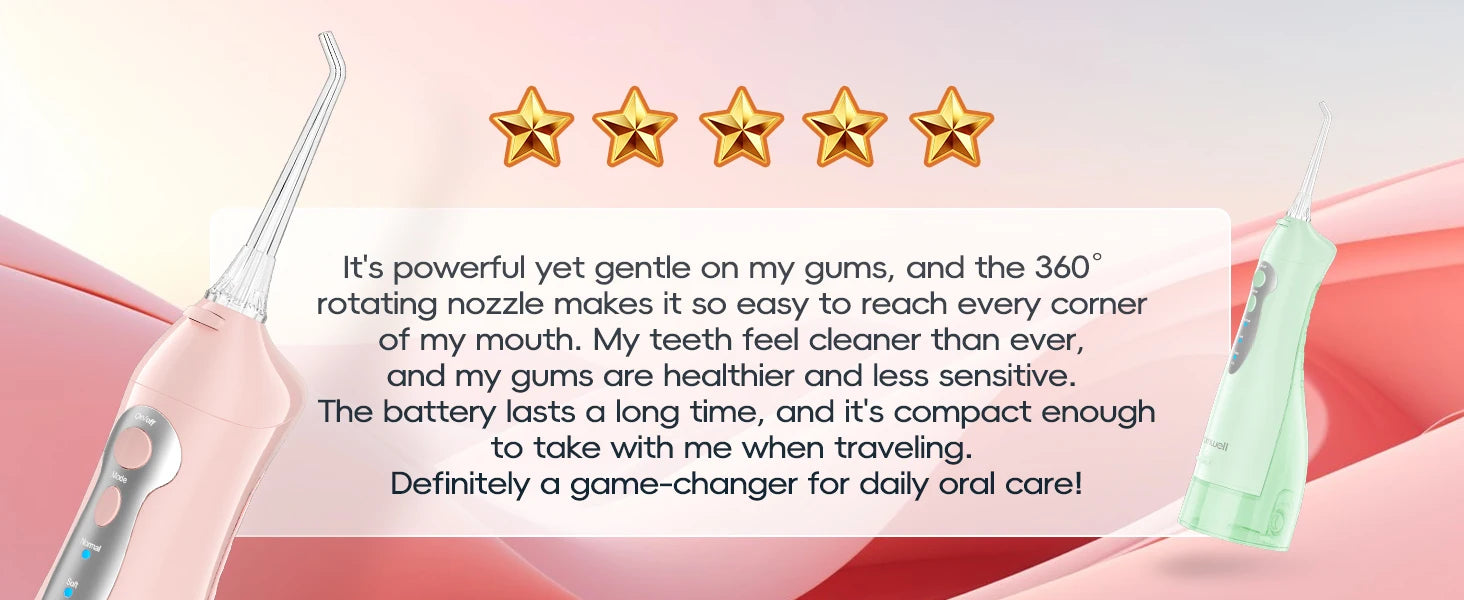 Portable Water Flosser Electric Oral Irrigator Rechargeable Teeth Cleaner for Home and Travel - 19