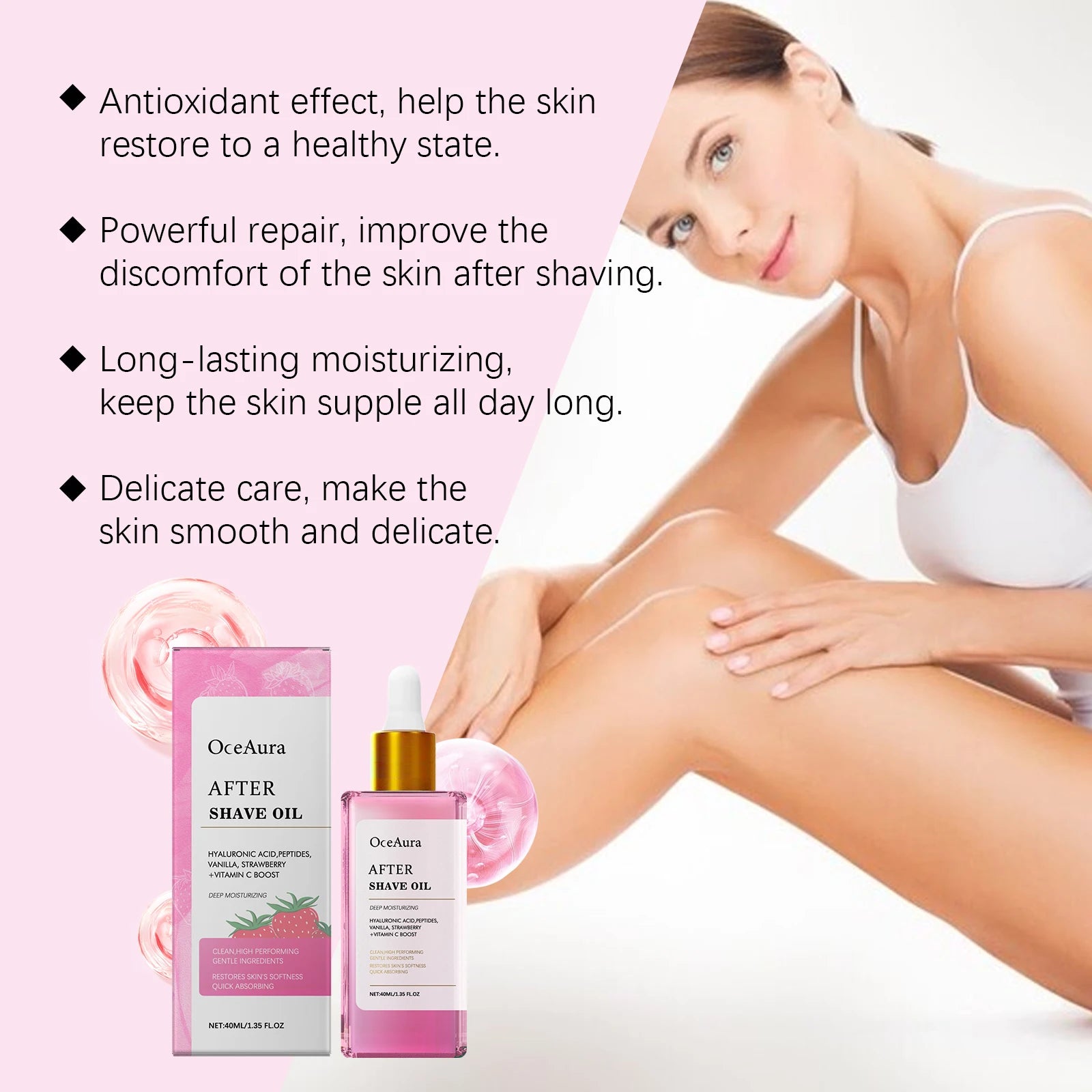 After Shave Oil Strawberry Scented Post Waxing Soothing Serum for Sensitive Skin Care - 11