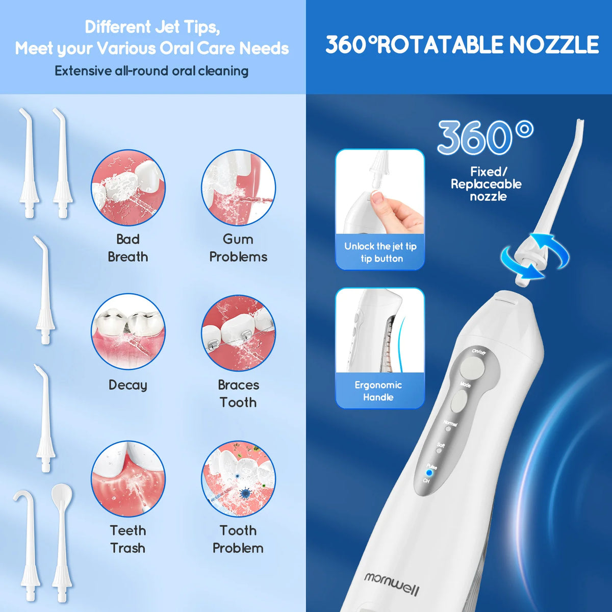 Water Flosser and Electric Toothbrush Set Portable Oral Irrigator for Deep Teeth Cleaning