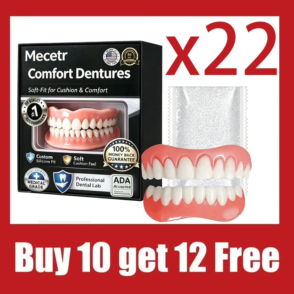 Adjustable Full Mouth Dentures Fake Teeth Cosmetic Veneer for Comfort Fit Adults and Elderly - 7