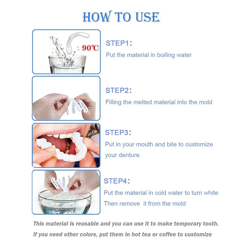 Veneer Snap on Teeth Kit Temporary Tooth Replacement Cosmetic Cover for Smile - 10