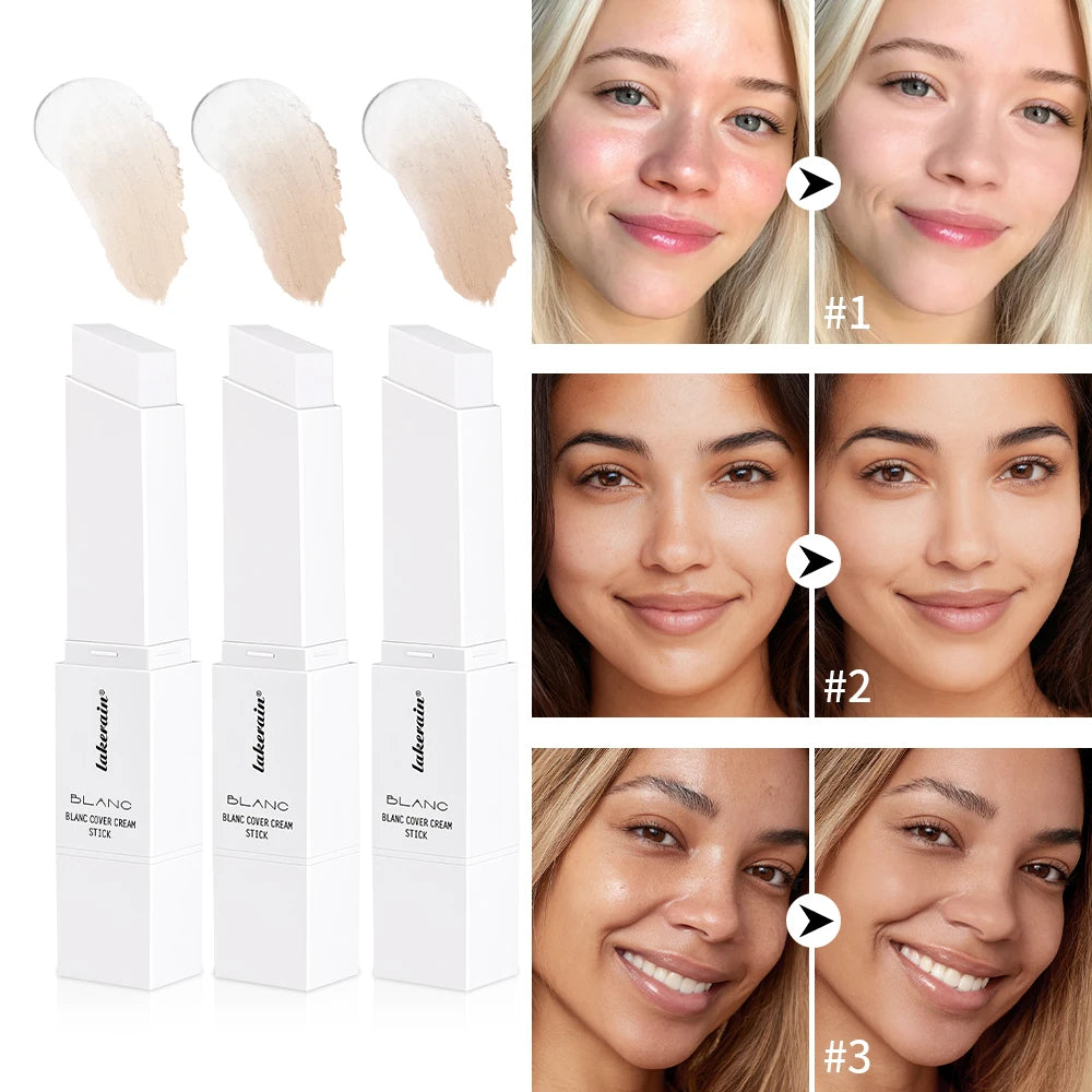 Foundation Stick Cream Makeup Buildable Coverage with Detachable Brush for Smooth Face Application